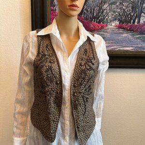 Season JS. Brown Beaded Vest.